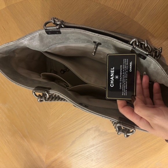 CHANEL Metallic Silver Quilted Tote - Picture 7 of 9